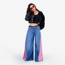 Upcycling cropped jacket femme bi-couleur KINDA V1
