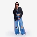 Upcycling cropped jacket femme bi-couleur KINDA V2