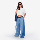 Upcycling baggy jeans femme bi-couleur