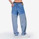 Upcycling straight jeans femme bi-couleur - SARRA