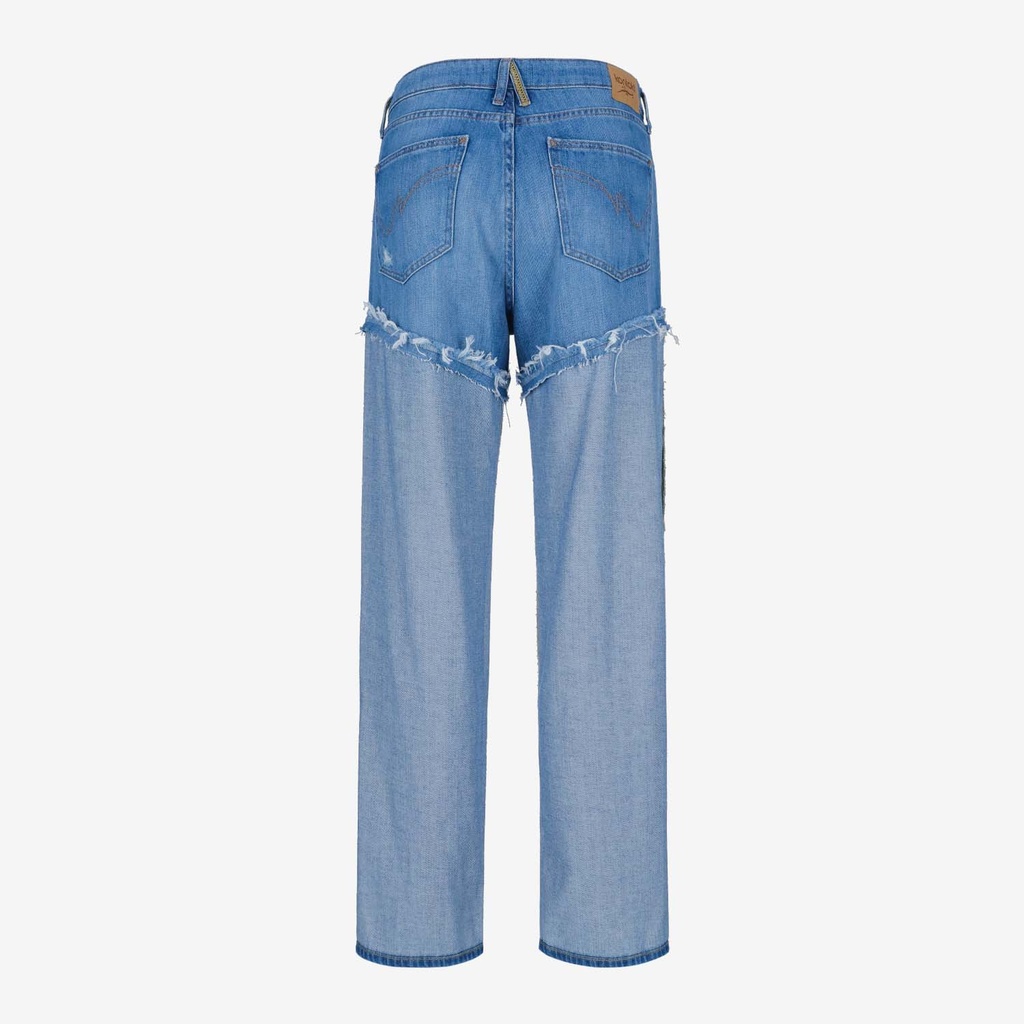 Upcycling straight jeans femme bi-couleur - SARRA