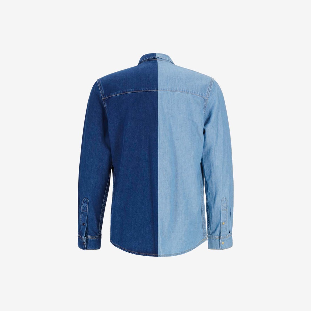 Upcycling chemise western homme en jeans bi-couleur - SHEMS V2