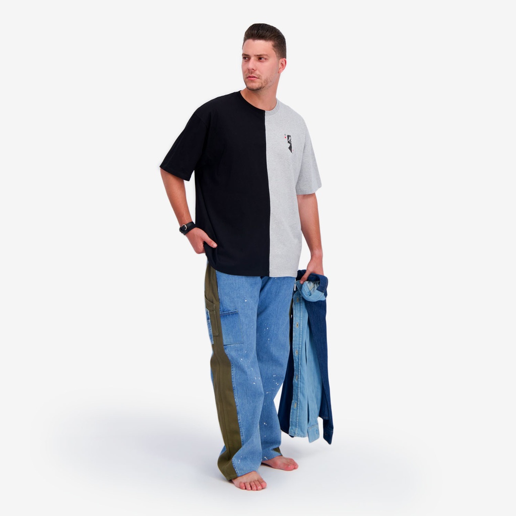 Upcycling carpenter homme en jeans bi-couleur - KARIM