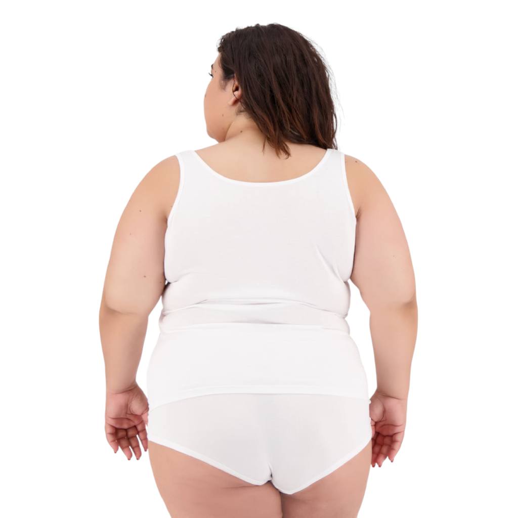 Débardeur femme grande taille en coton pur détail dentelle
