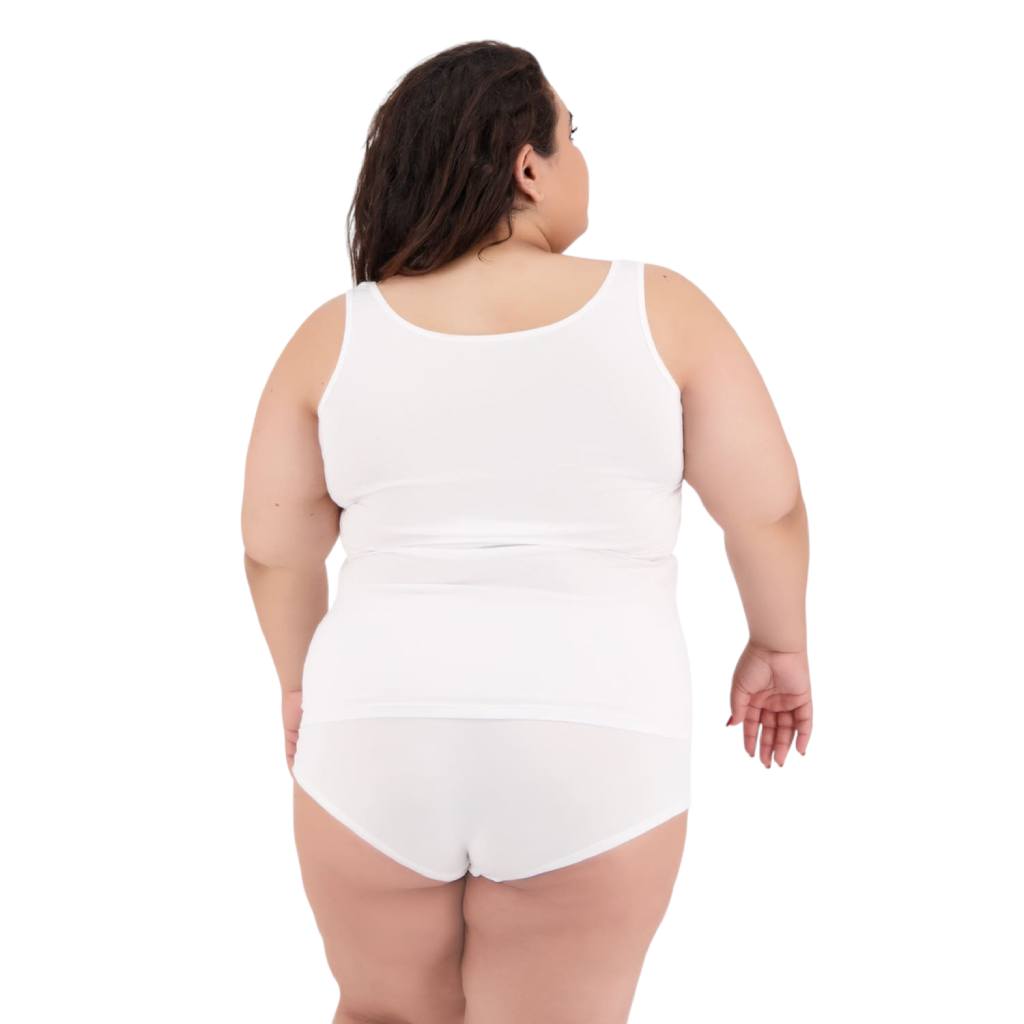 Débardeur femme grande taille en coton pur détail dentelle
