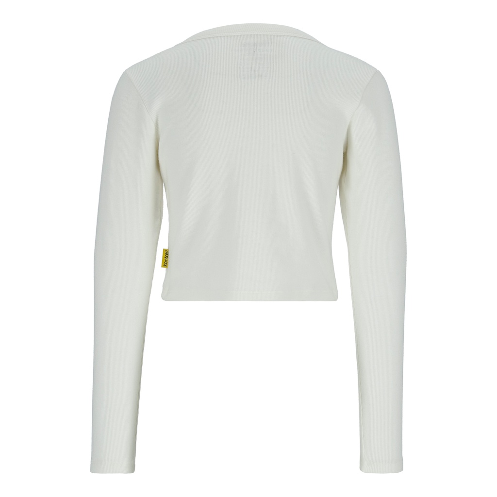 T-shirt crop fille manches longues avec perles