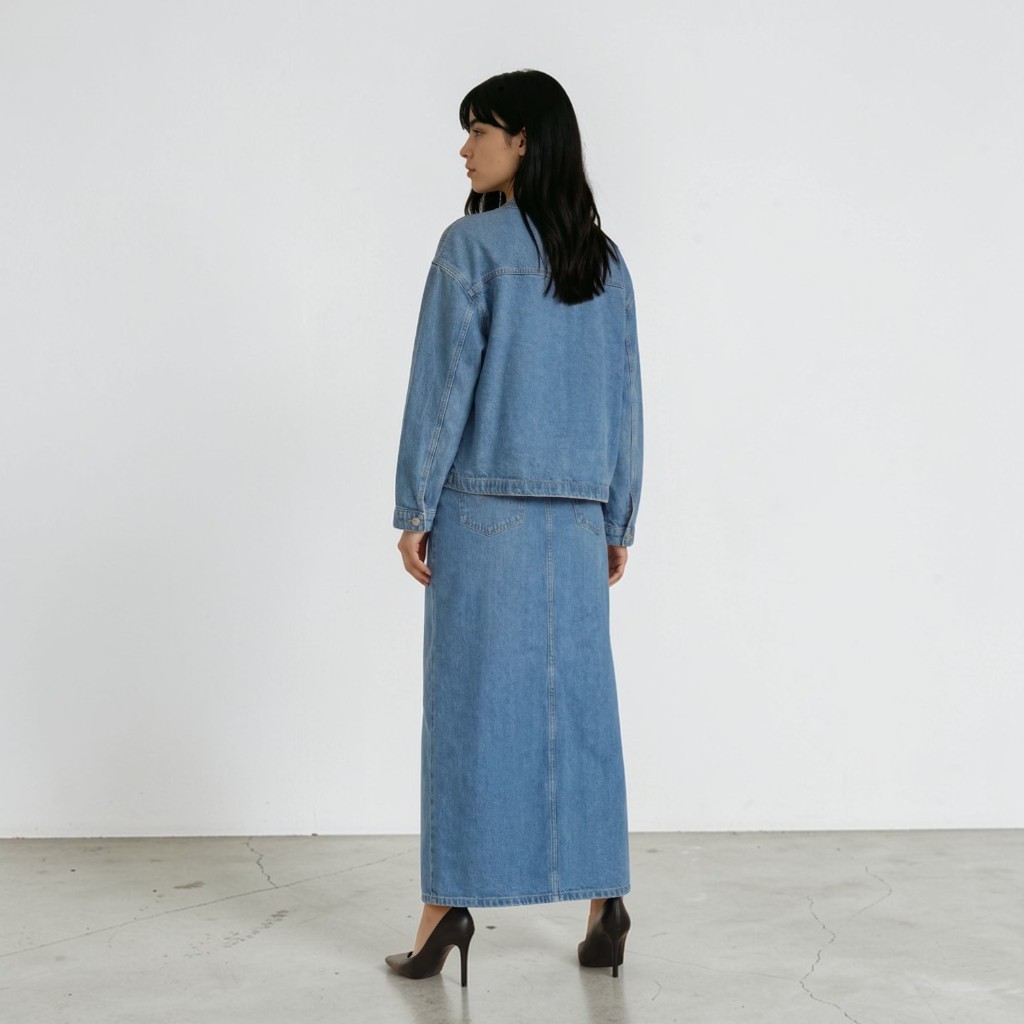 Jupe maxi femme boutonnée en jeans-MAYAR