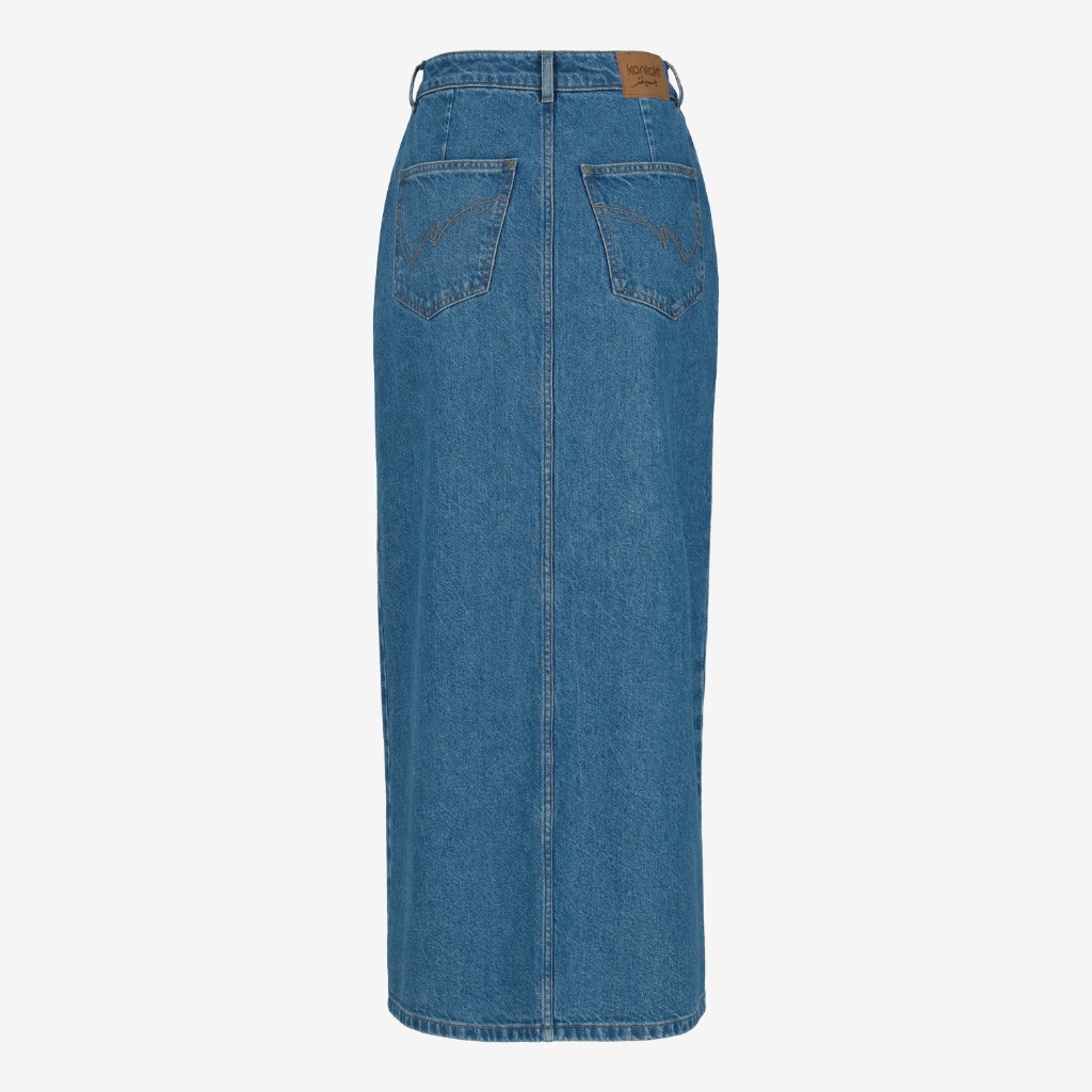 Jupe maxi femme boutonnée en jeans-MAYAR
