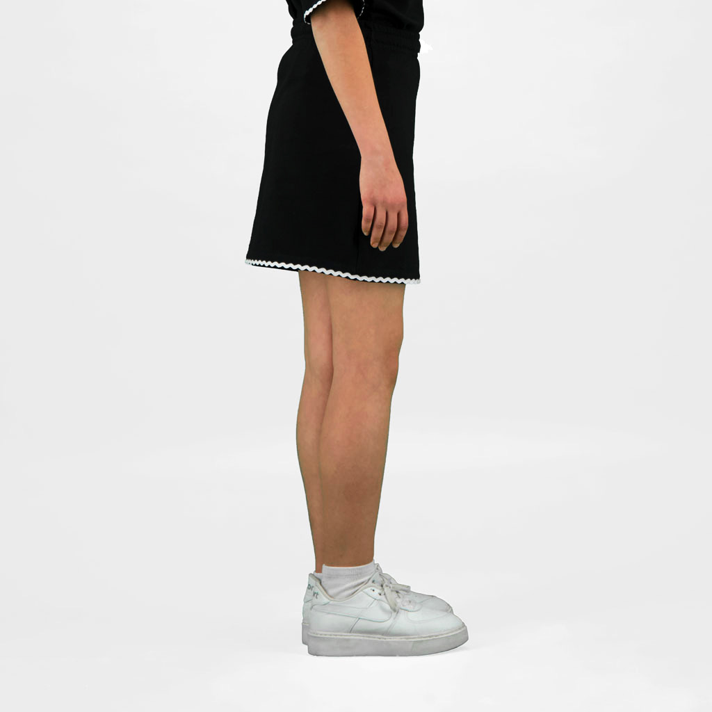 Jupe fille avec cordon et galant contrasté en molleton