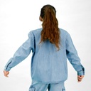 Chemise oversized fille en jeans avec broderie sur le col