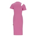 Robe côtelé fille manches courtes avec cut out