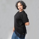 T-shirt asymétrique femmme avec dentelle manches courtes