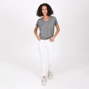 T-shirt femme col V manches courtes en lin