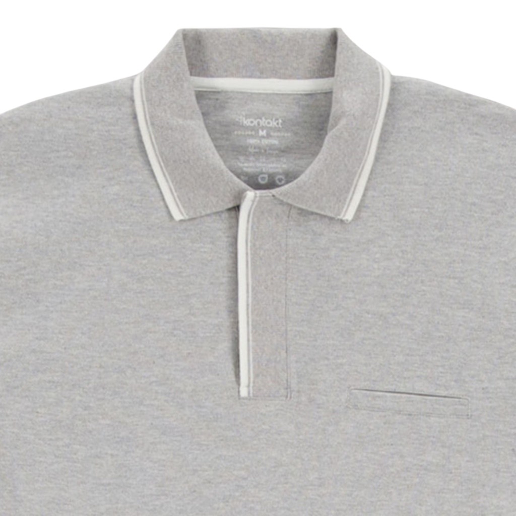 Polo homme manches longues avec poche passepoilée