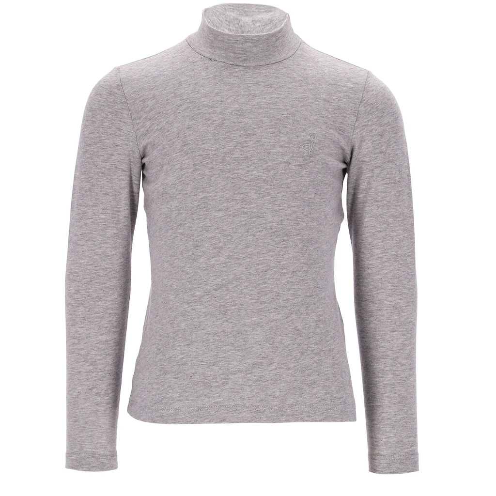PULL COL CHEMINÉE FILLE MANCHES LONGUES EN JERSEY AVEC BRODERIE