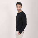 T-SHIRT HOMME CÔTELÉ MANCHES LONGUES COL TUNISIEN AVEC BRODERIE