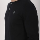 T-shirt col tunisien homme côtelé manches longues avec broderie