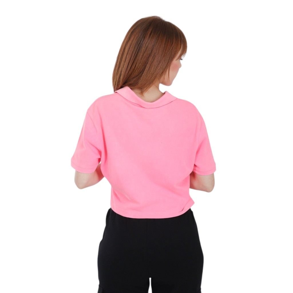 Polo crop femme fluo