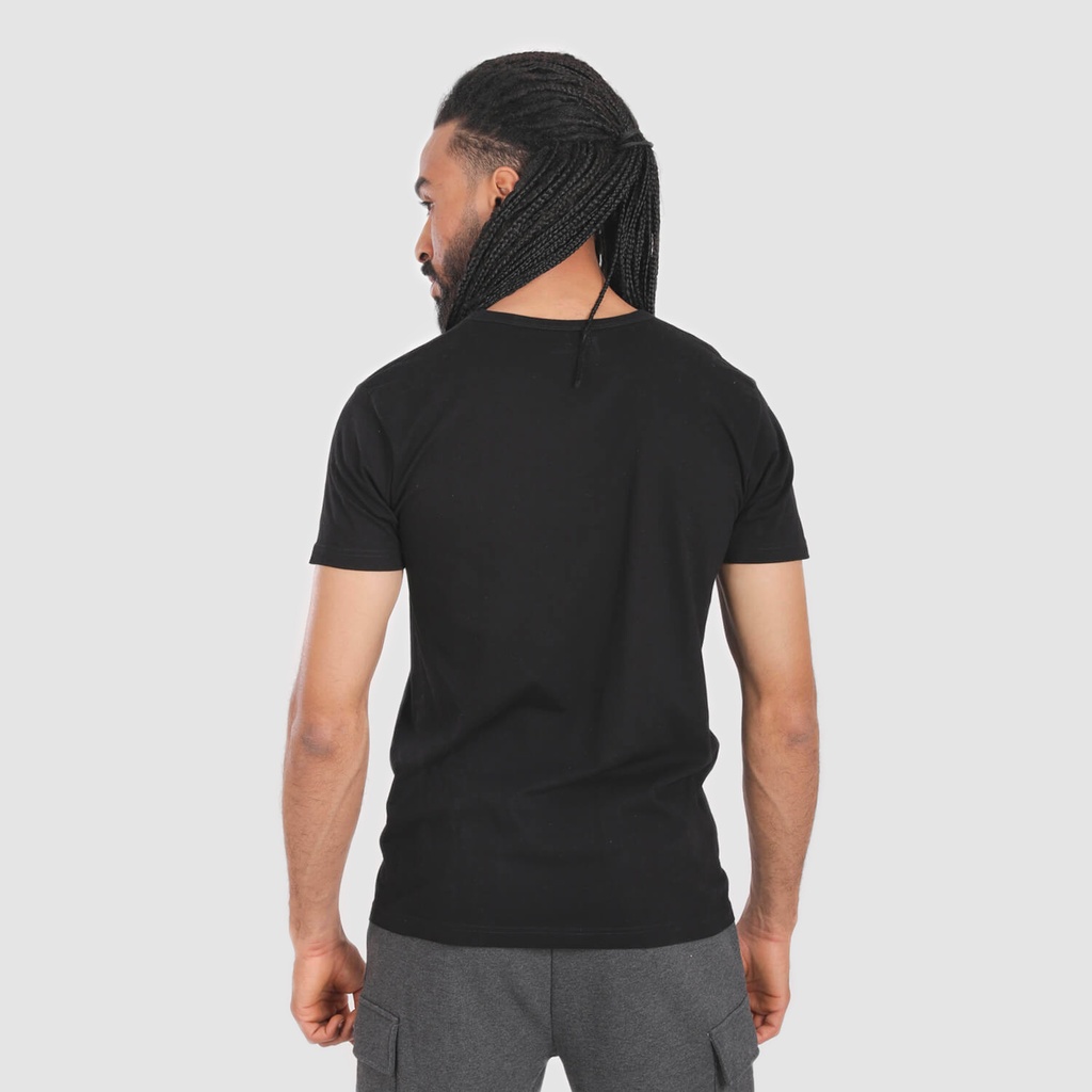 T-SHIRT HOMME MANCHES COURTES COL V FLAMANT ROSE