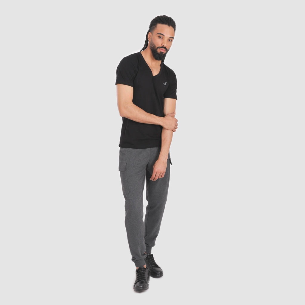 T-shirt homme manches courtes col V flamant rose