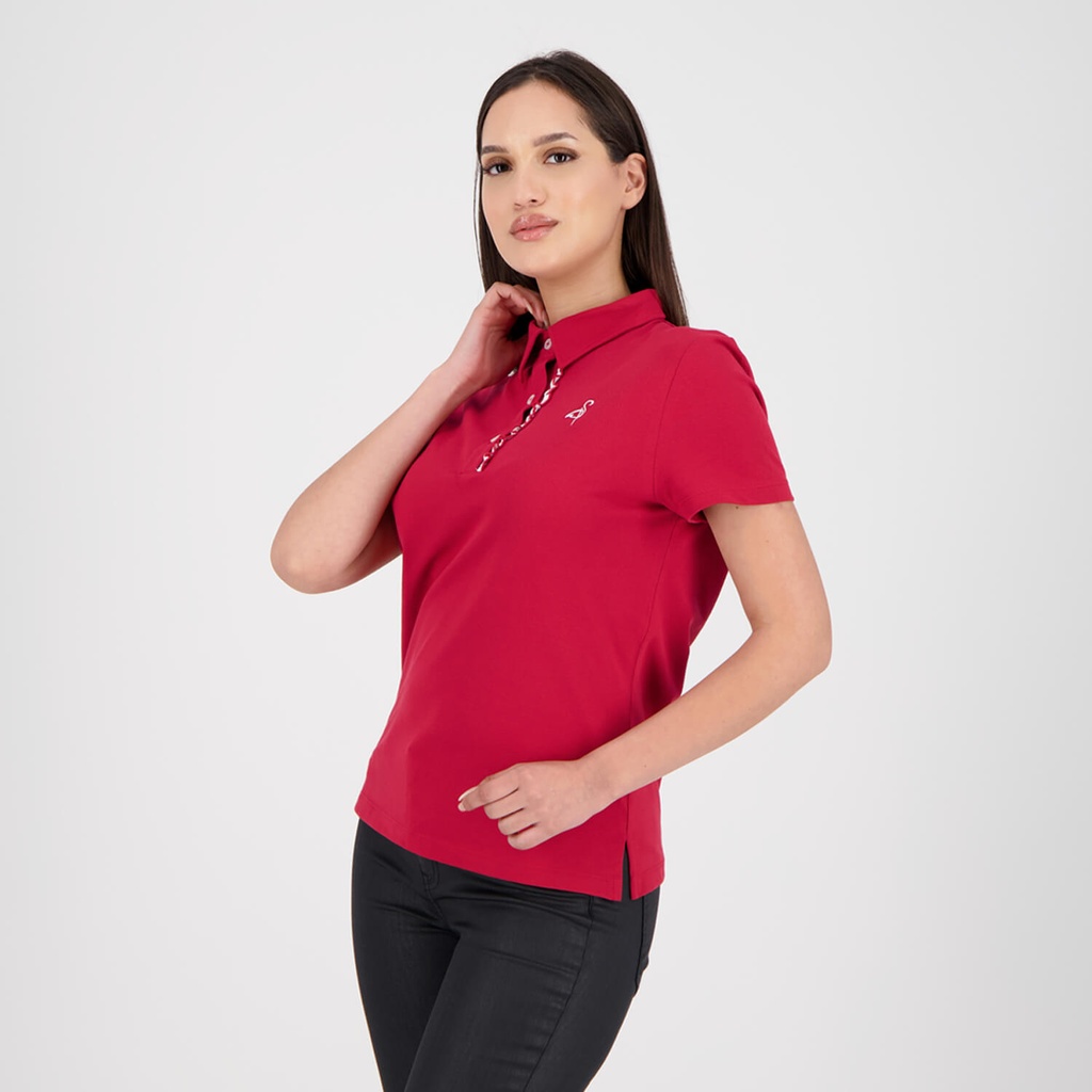 POLO FEMME MANCHE 3/4 AVEC VOLANT ET BRODERIE