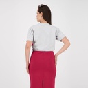 T-SHIRT FEMME MANCHES COURTES EN MOLLETON AVEC DECOUPE & ELASTIQUE A LA TAILLE