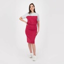T-SHIRT FEMME MANCHES COURTES EN MOLLETON AVEC DECOUPE & ELASTIQUE A LA TAILLE