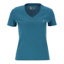 T-shirt côtelé femme manches courtes col V