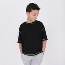 T-shirt oversized garçon manches courtes avec coutures contrastes WELCOME TO PARADISE