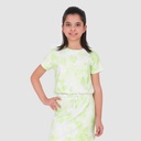 T-shirt fille manches courtes en molleton avec élastique à la taille