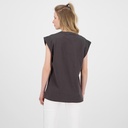 T-shirt femme sans manche avec broderie