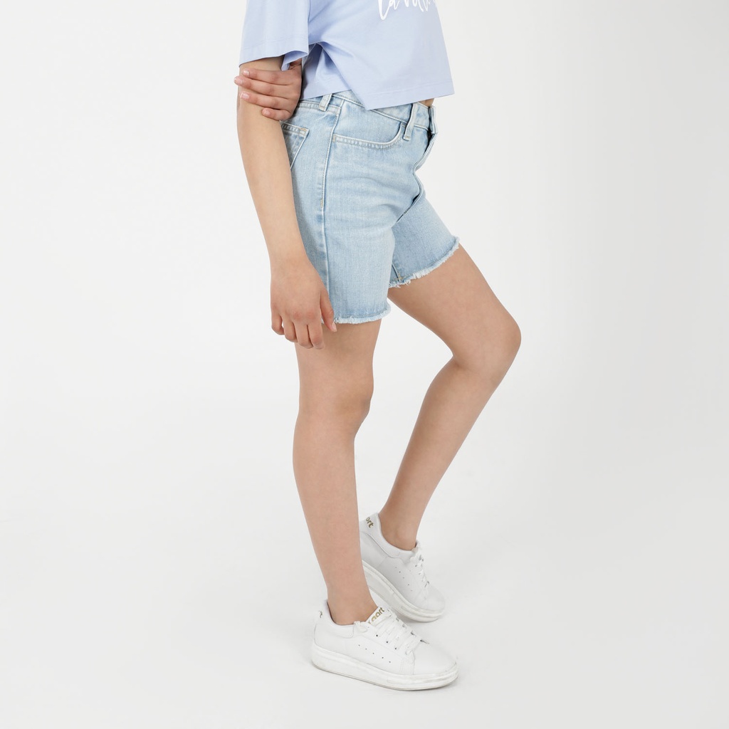 Short fille en jeans taille haute