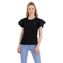T-shirt femme manches courtes avec volant et broderie