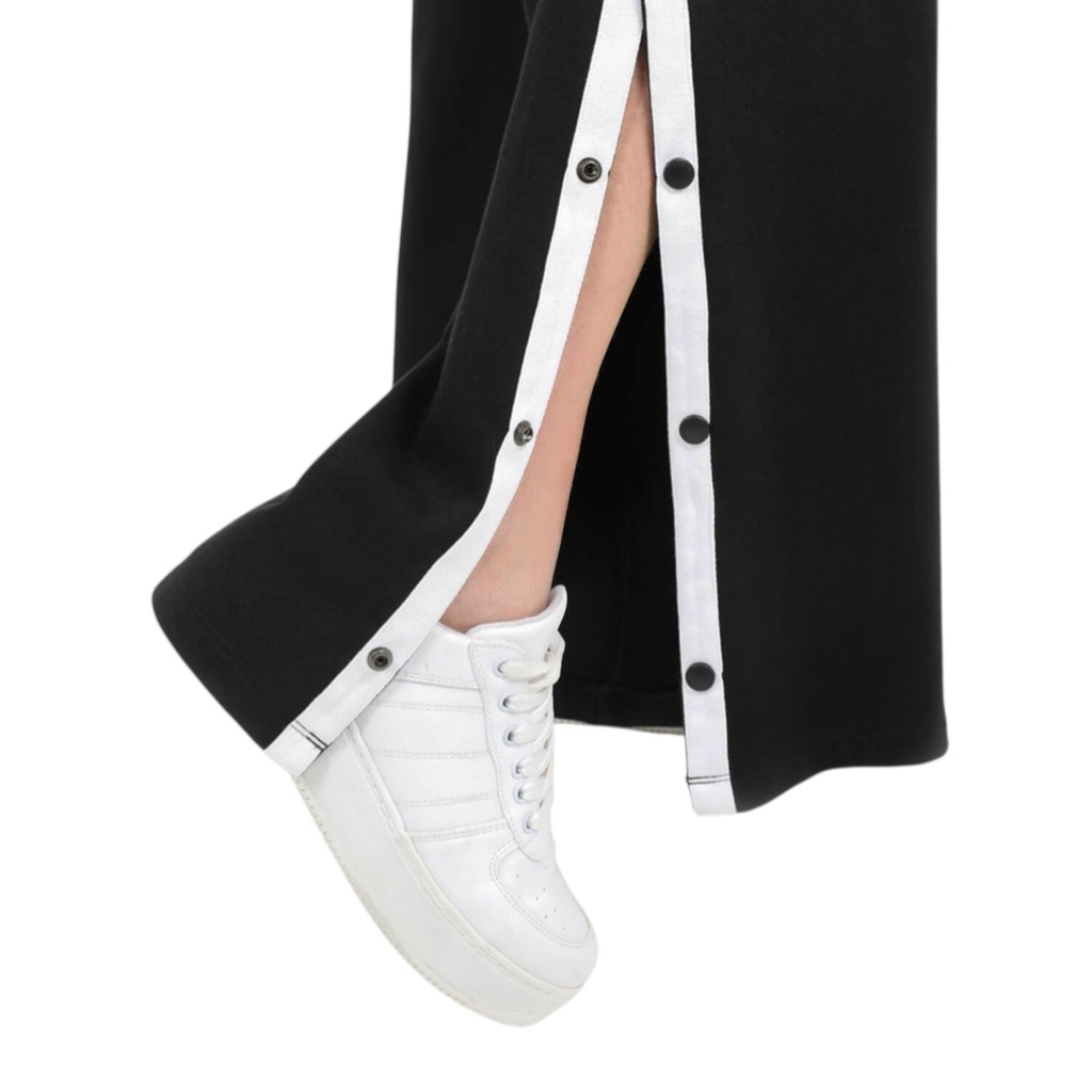 Jogger wide leg femme avec boutons pression