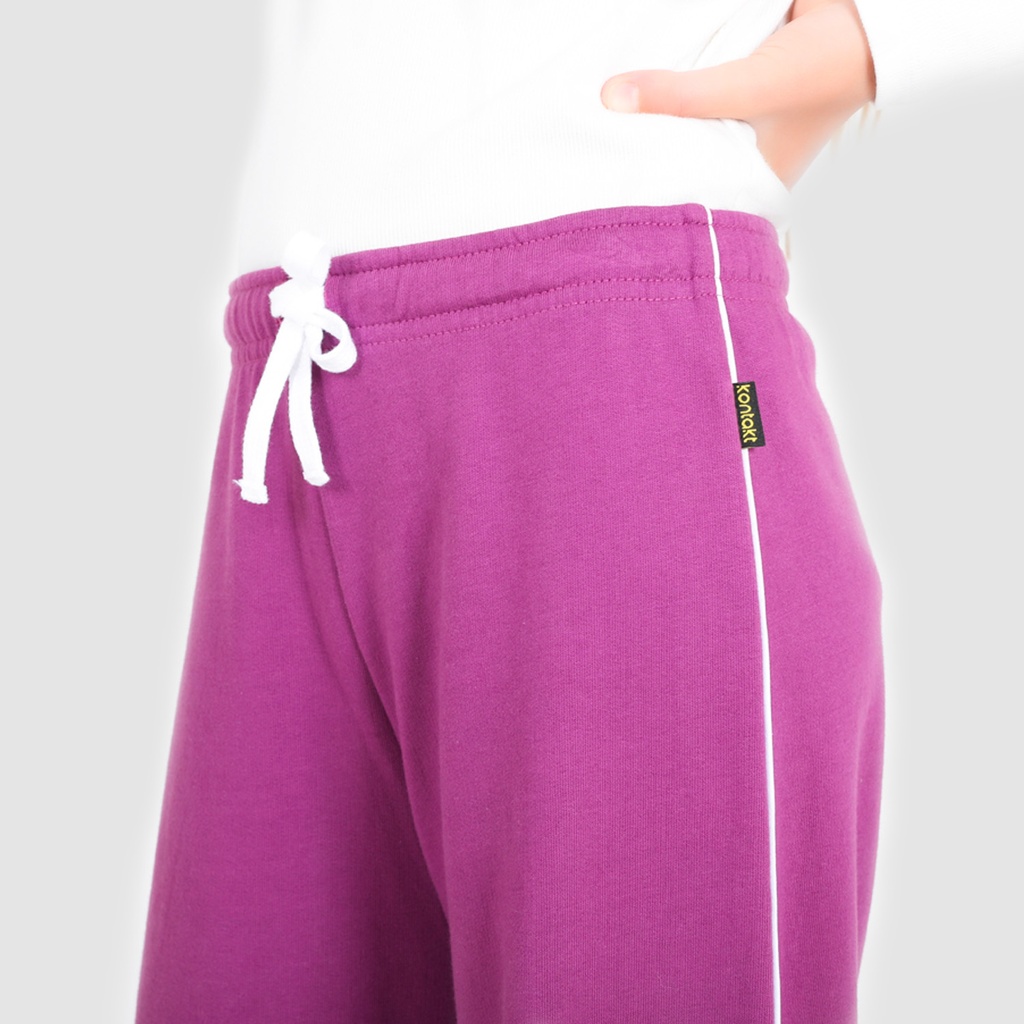Jogger wide leg fille avec piping