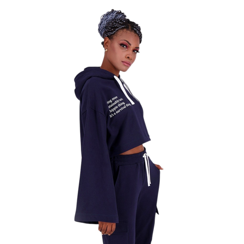 Hoodie crop femme manches larges LIVING MORE SUSTAINABLY