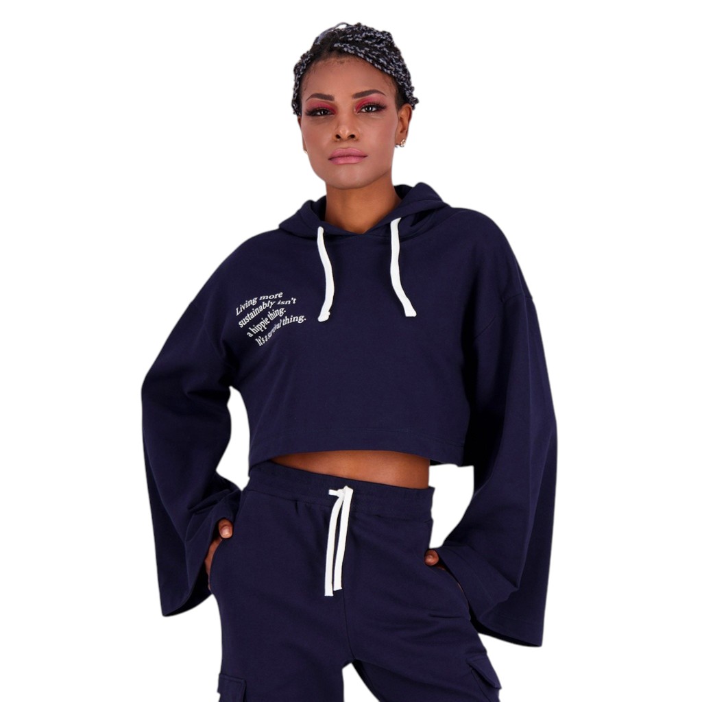 Hoodie crop femme manches larges LIVING MORE SUSTAINABLY
