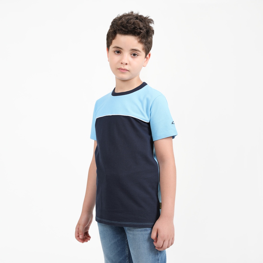 T-shirt garçon bi-couleurs avec pipping