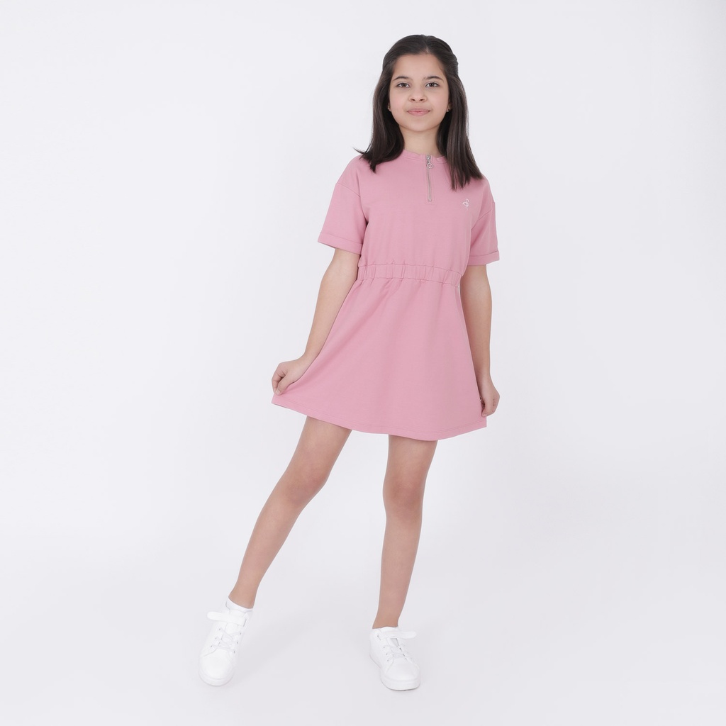 Robe fille manches courtes en molleton