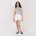 T-shirt crop femme manches courtes col V FLEUR