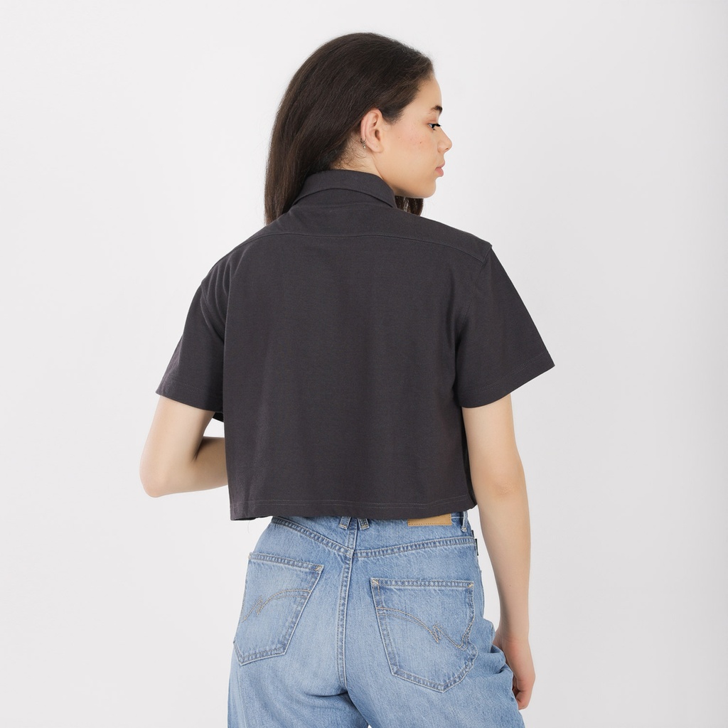 Polo crop femme manches courtes تطيب الحياة لمن لا يبالي