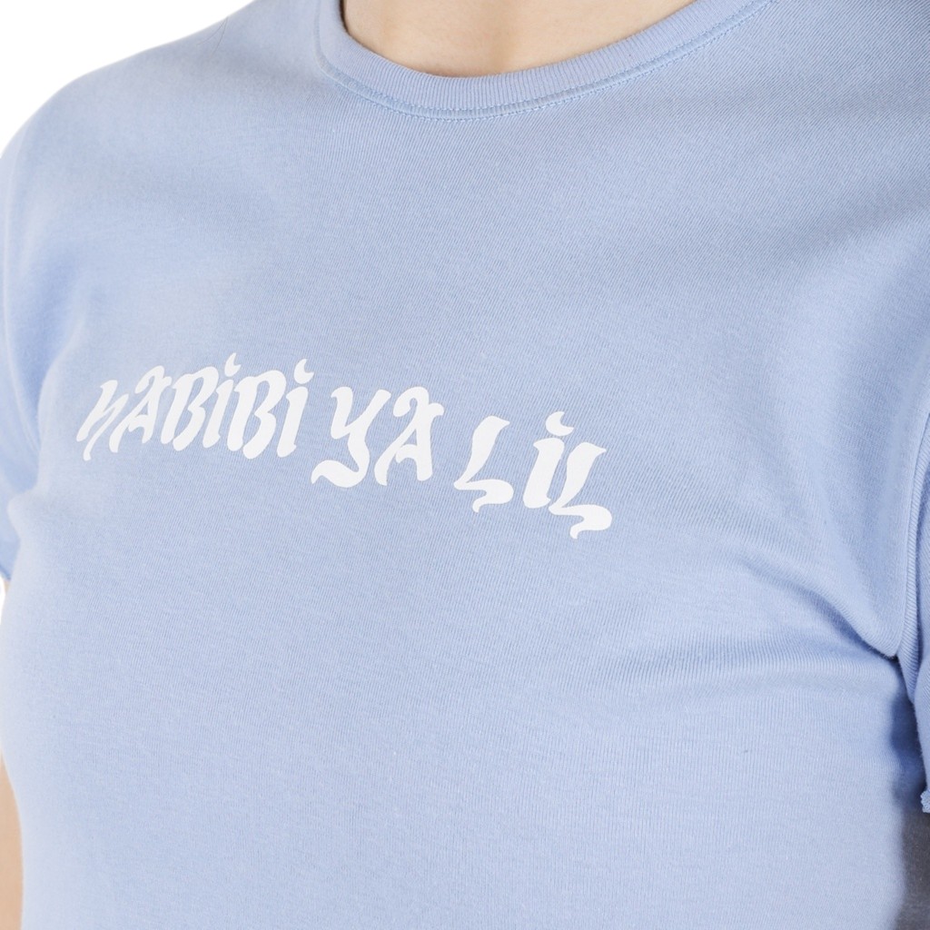 T-shirt crop côtelé femme manches courtes HABIBI YA LIL