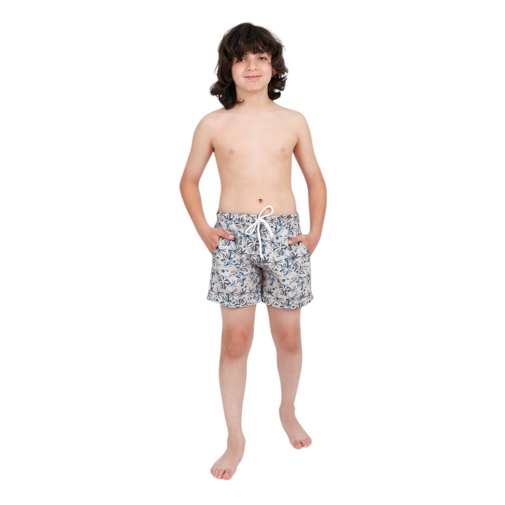 Short maillot garçon imprimé PALMIER