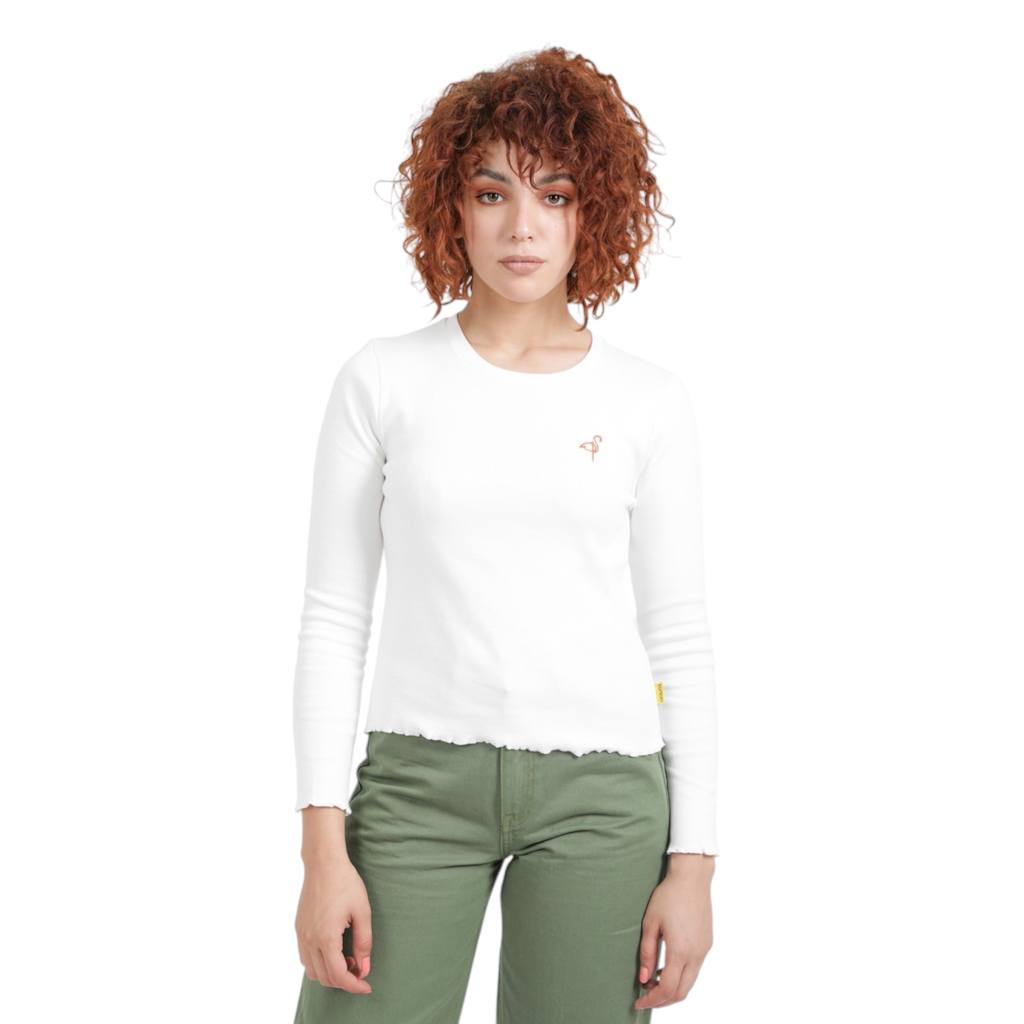 T-shirt côtelé femme manches longues
