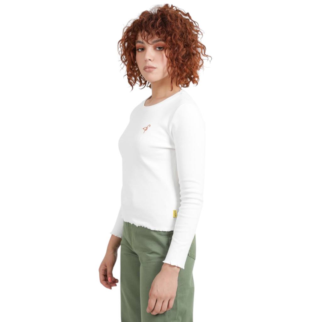 T-shirt côtelé femme manches longues