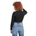 T-shirt crop côtelé femme manches longues avec flat lock
