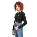 T-shirt crop côtelé femme manches longues avec flat lock