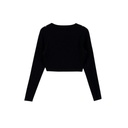 T-shirt crop côtelé femme manches longues avec flat lock