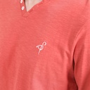 T-shirt homme manches longues col tunisien avec broderie