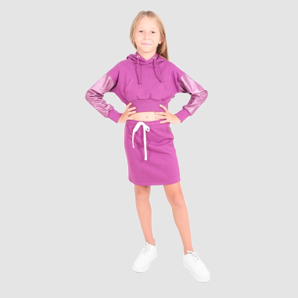 Hoodie crop fille avec effet métallique sur les manches